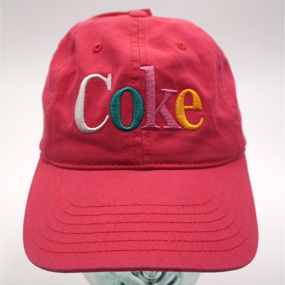 Coca-Cola Coke Embroidered Logo Baseball Cap Coral Pink One Size - NWT